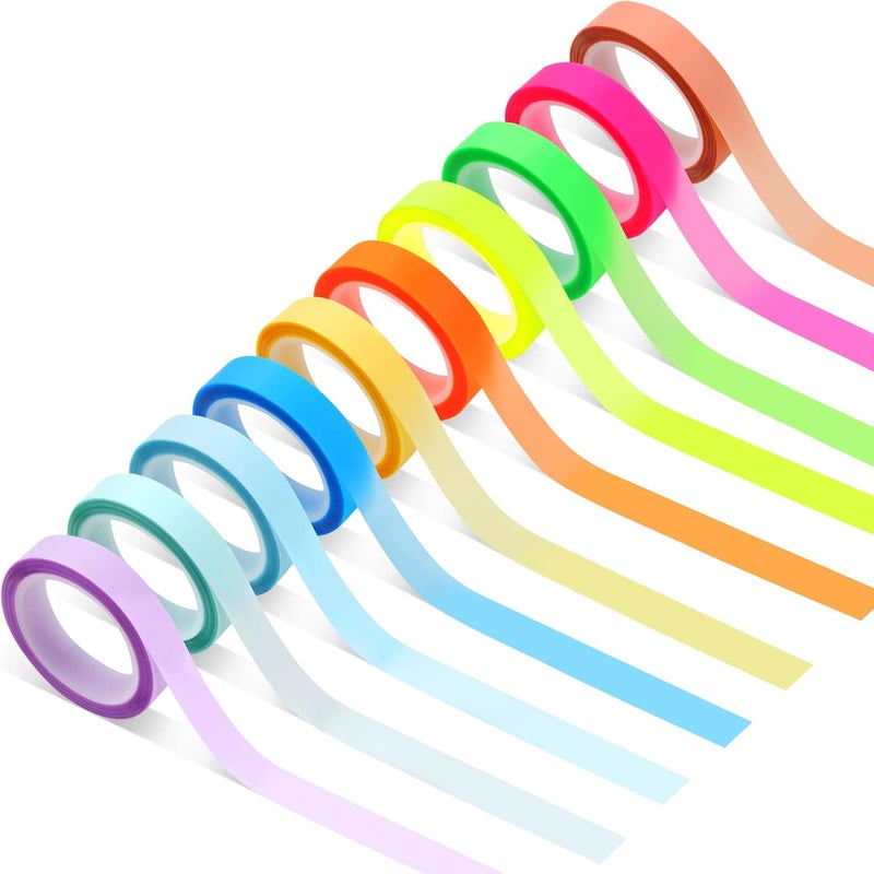 Utron 10 Rolls Colorful Highlighter Tape, 0.31" x 16.5 ft Highlighter Tape Removable, Transparent Highlighter Strips, Highlighter Tapes for Books Teachers Students - Image 1